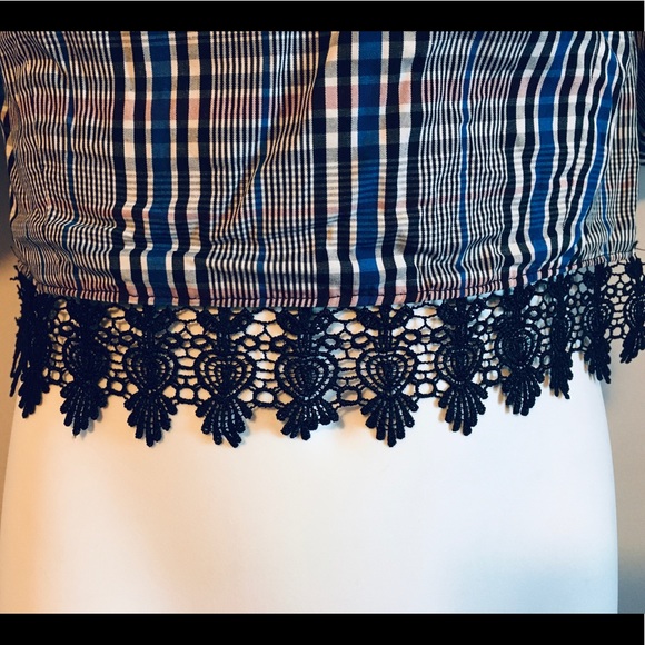 Zara plaid strapless top balloon sleeve - Picture 8 of 8